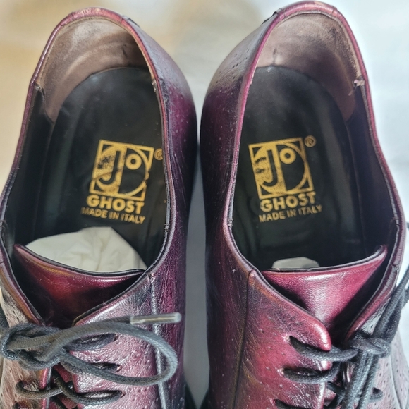Jo Ghost Leather Oxfords Men's Dress Shoes Distressed Oxblood Colouring Size 40 - Picture 8 of 10